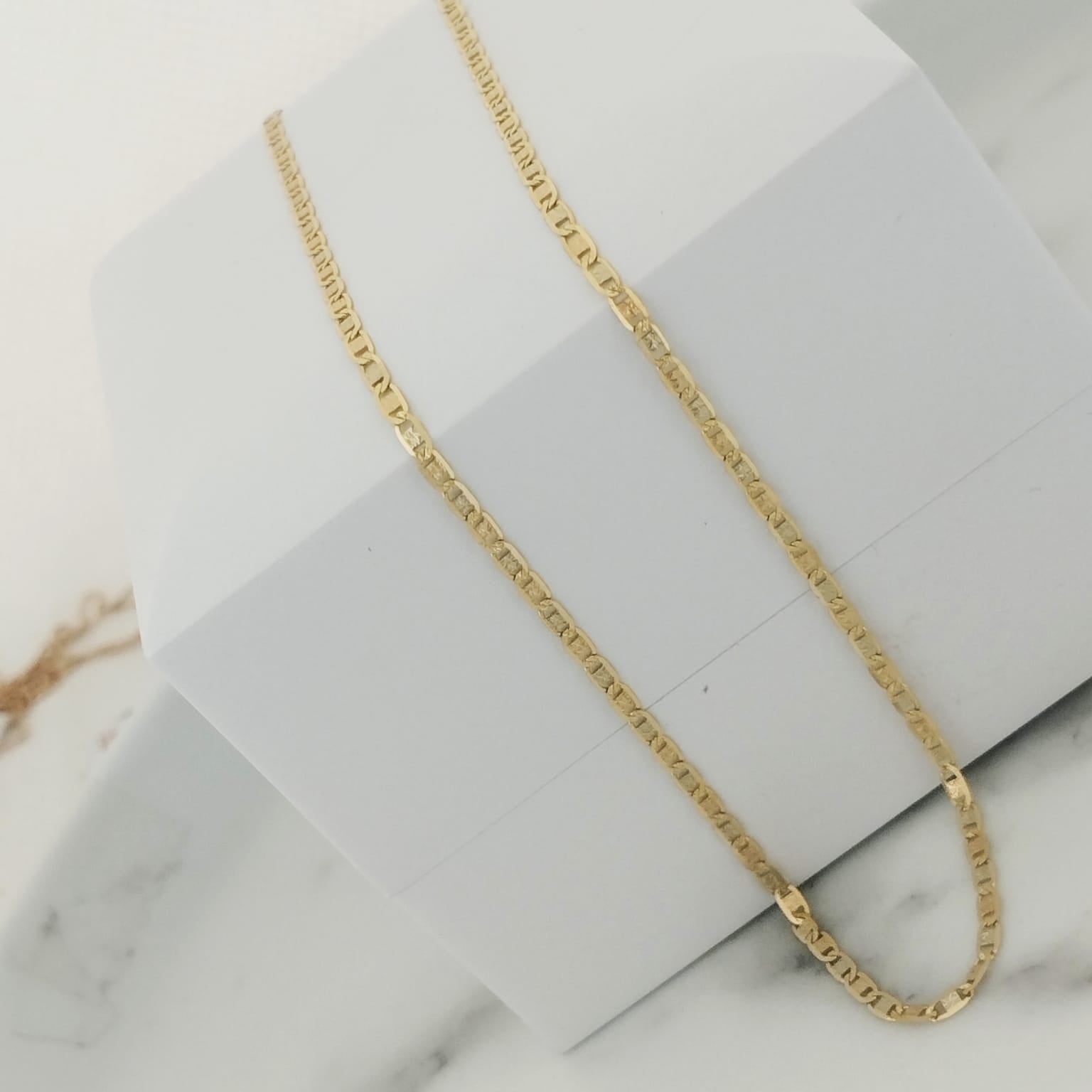 Cadena Plana Diamantada tres oros 50cm /2.1/gr ID: 2652