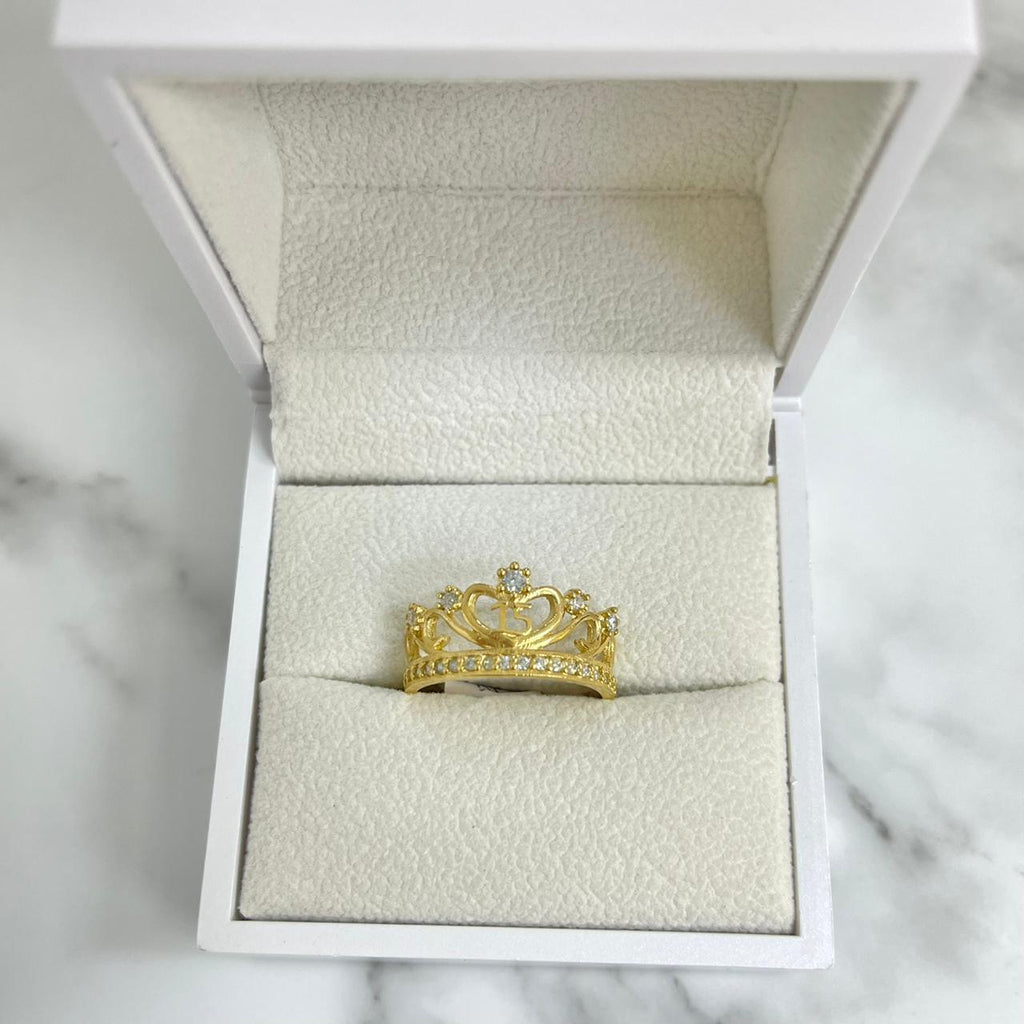 Anillo Corona 15 Años Circon Blanco T7-1/2 /3.75/gr ID: 2862