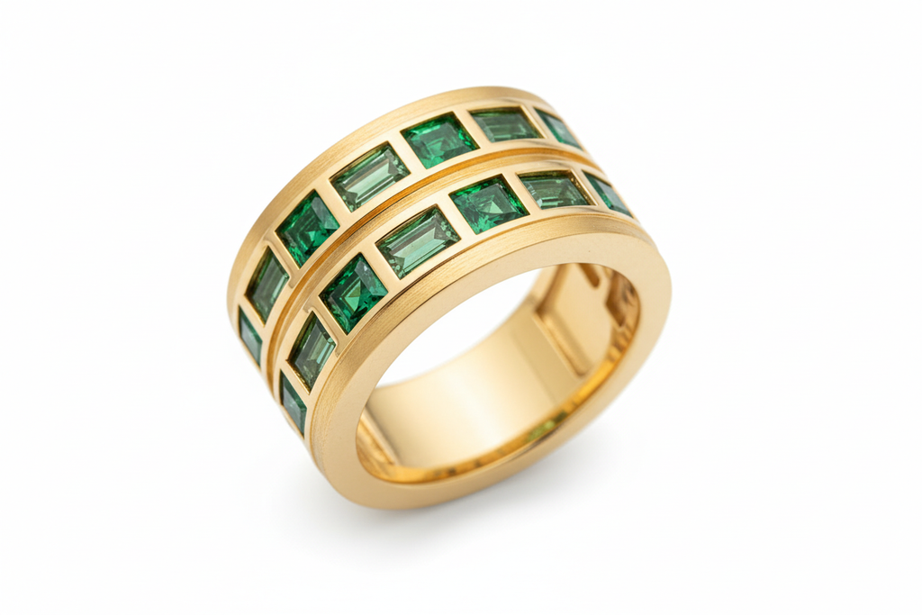 Anillo oro con incrustaciones de esmeralda