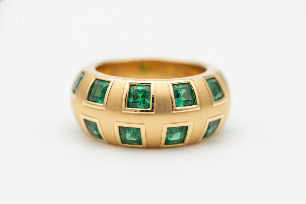 Anillo oro con incrustaciones de esmeralda