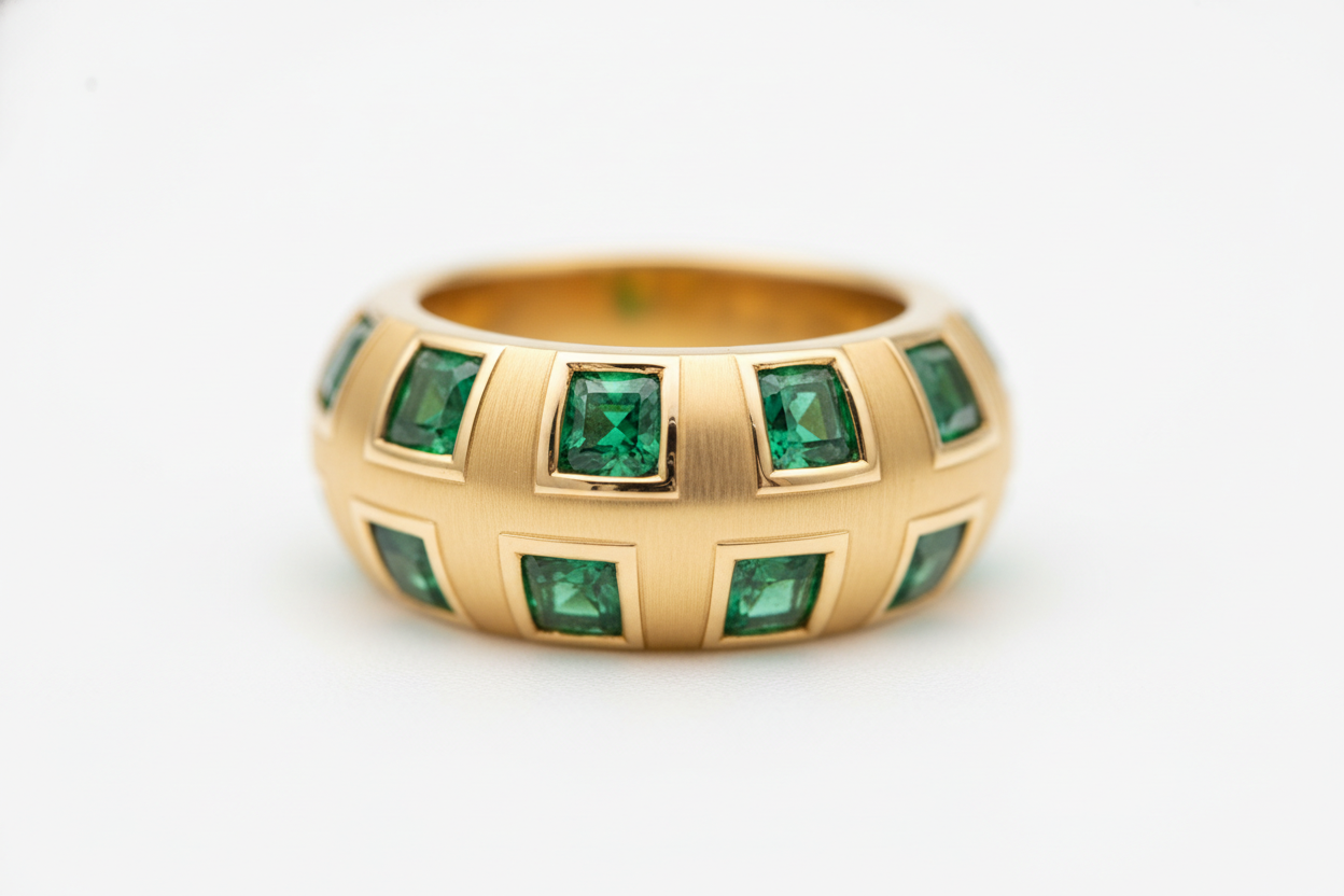 Anillo oro con incrustaciones de esmeralda