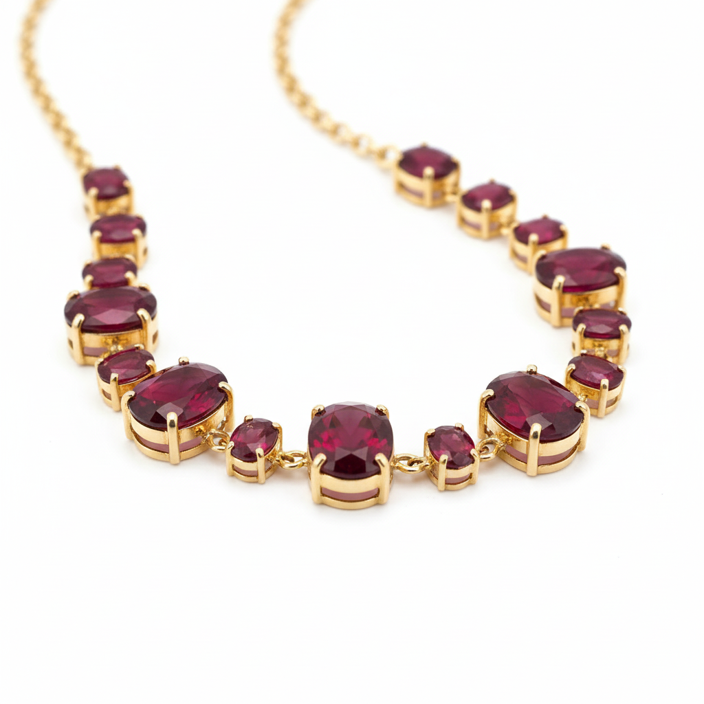 Cadena de oro con incrustaciones de rubies