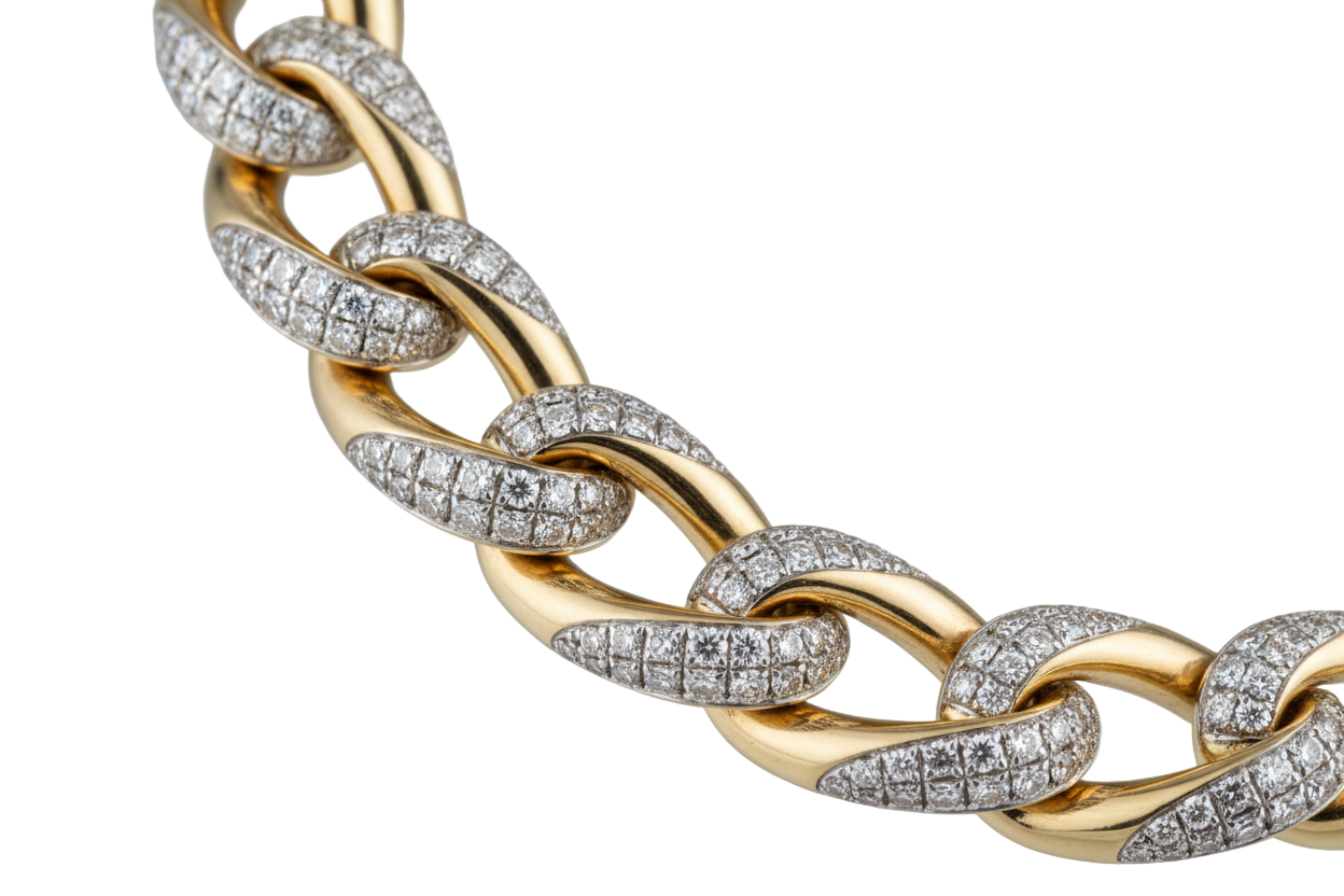 Cadena oro 18 k con incrustaciones de diamante