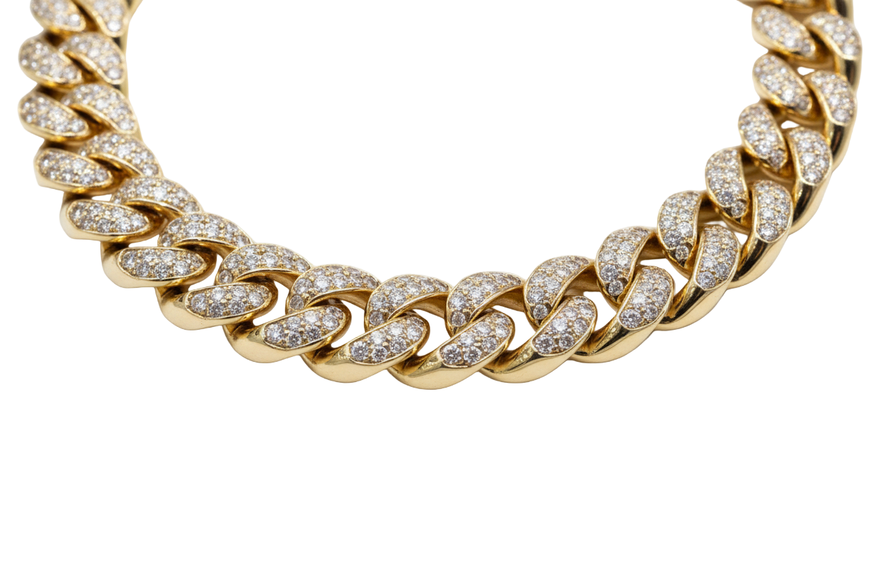 Cadena oro 18 k con incrustaciones de diamante