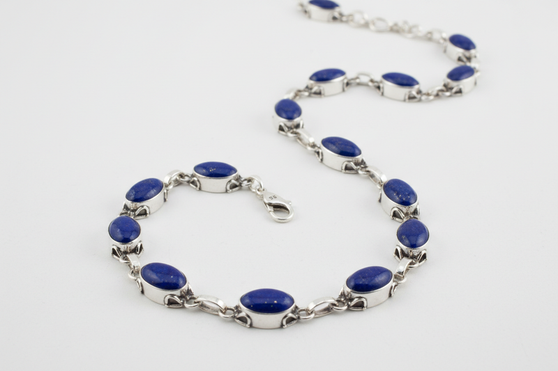 Cadena plata con incrustaciones lapislázuli
