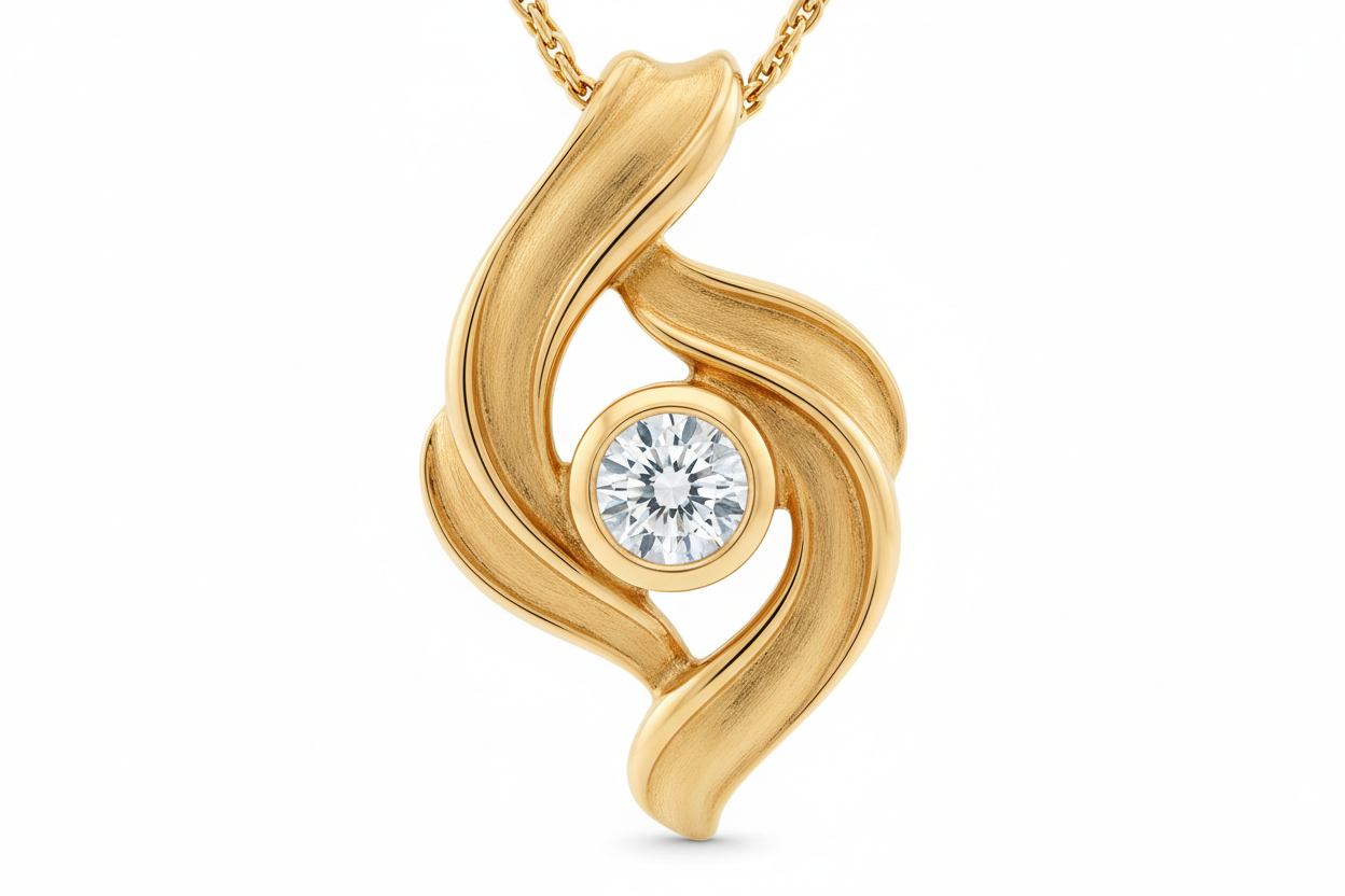 Dije con diamante incrustado en oro