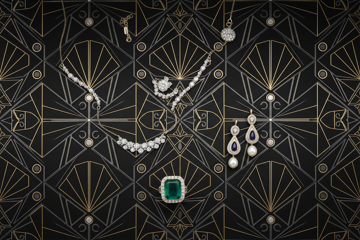 patron de negro mate con toques elegantes para joyeria